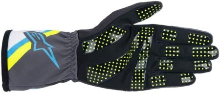 Alpinestars TECH-1 K RACE S v2 GRAPH перчатки для картинга,черный/голубой/желтый неоновый,р-р XL