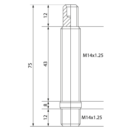 EvoCorse шпилька колесная (M14X1.25 /75 mm./шестигр.), черный