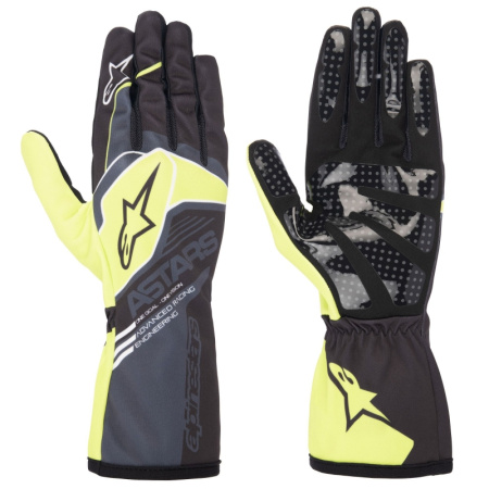 Alpinestars TECH-1 K RACE S v2 CORPORATE перчатки для картинга, антрацит/желтый, р-р M
