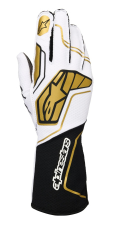 Alpinestars TECH-1 KX V4 перчатки для картинга, белый/черный/золотой, р-р XXS