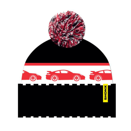SHONX Porsche шапка с пумпоном, черный/белый/красный