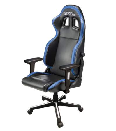 Sparco ICON кресло офисное (кожа), черный/синий