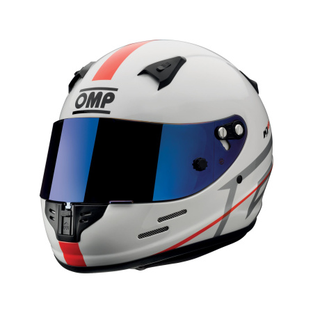 OMP KJ8 EVO шлем для картинга, белый/красная полоска, р-р S