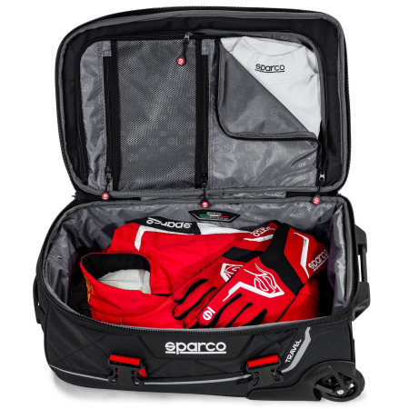 Sparco TRAVEL сумка дорожная на колесах (55 Х 35 Х 25 см.), черный/красный