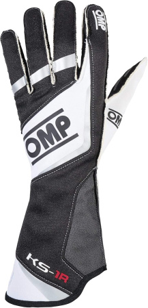 OMP KS-1R перчатки для картинга, черный/белый/серебристый, р-р 5
