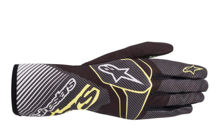 Alpinestars TECH 1 K RACE v2 CARBON перчатки для картинга, черный/желтый, р-р XL