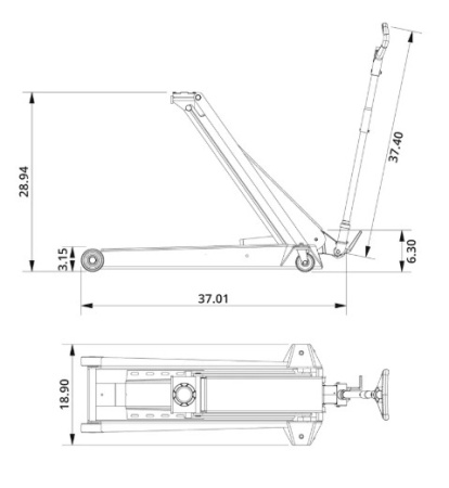 AC Hydraulic домкрат подкатной (г/п 1.3 т., подъем 80-735 мм.)