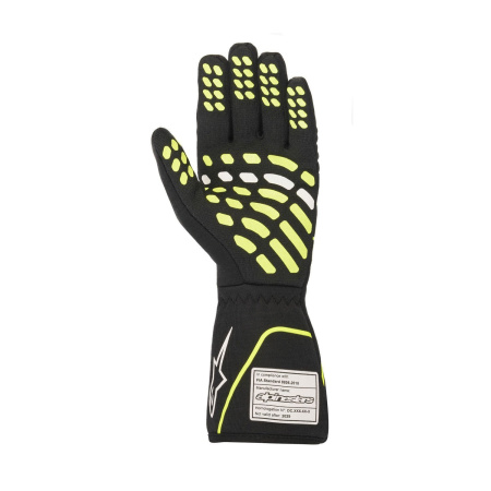 Alpinestars TECH-1 RACE v2 перчатки для автоспорта, черный/желтый неоновый, р-р M