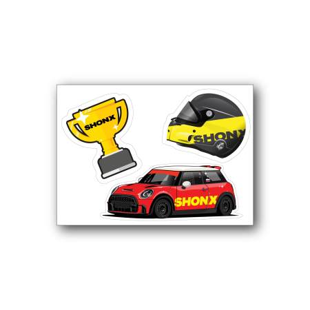 SHONX блок наклеек "Мини, кубок, шлем", А7